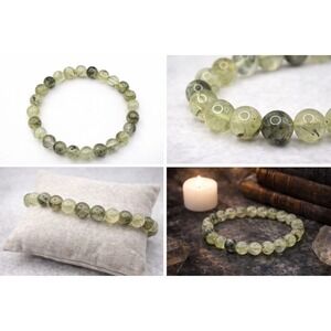 Prehnite Bracelet Witchy Boho Apothecary Crystal Jewelry Heart‎ Centered Stone